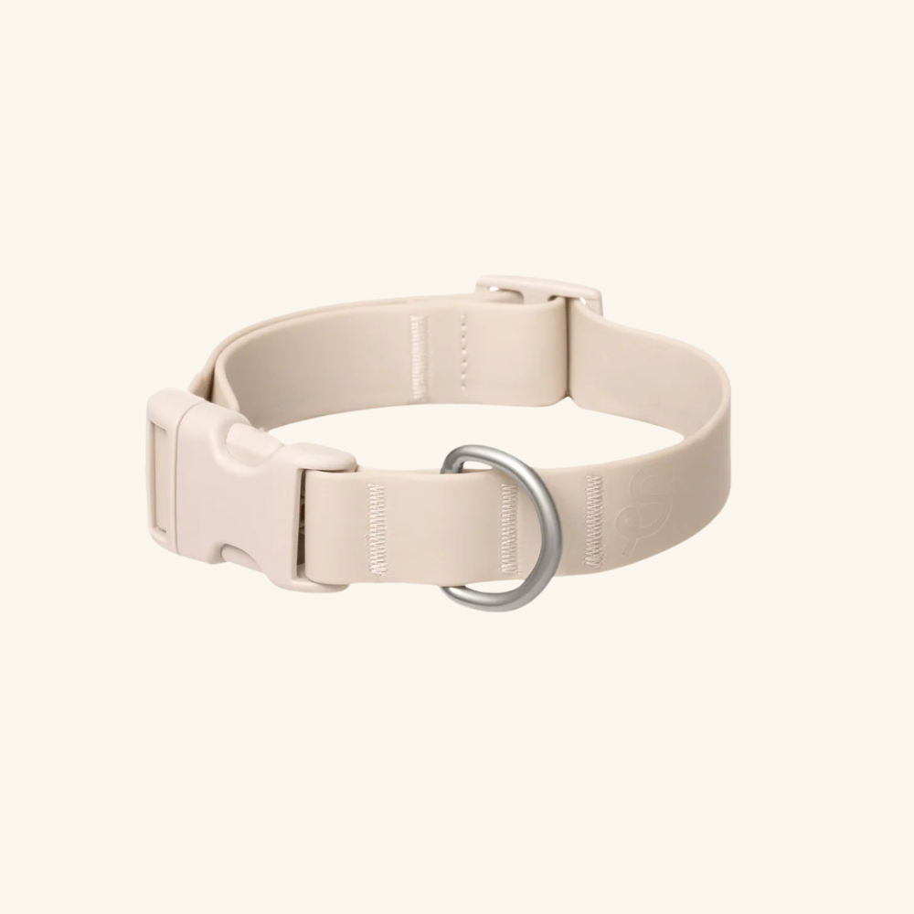 Customisable Waterproof Dog Collar in Oat