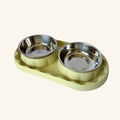 Scalloped Double Food Bowl in Olive