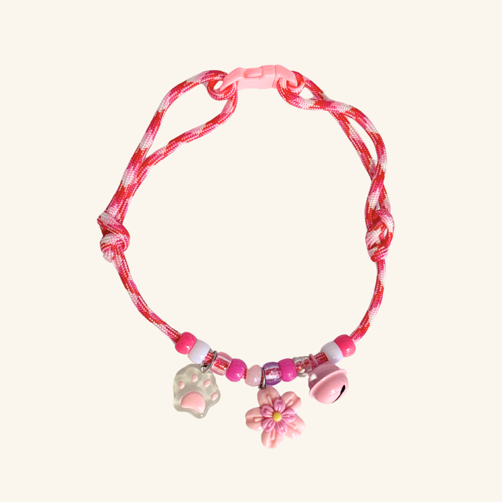 Beaded Pet Necklace in Pink