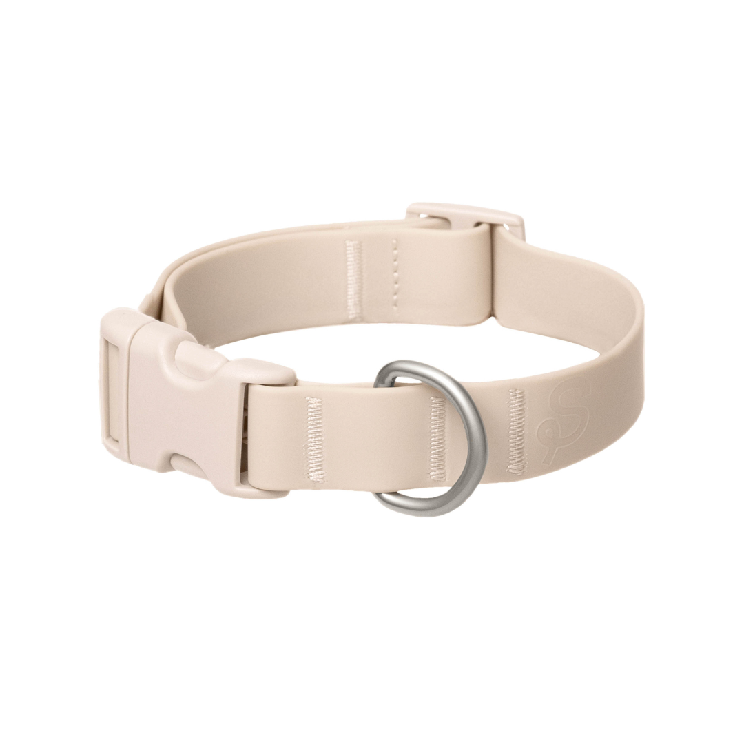 Customisable Waterproof Dog Collar in Oat